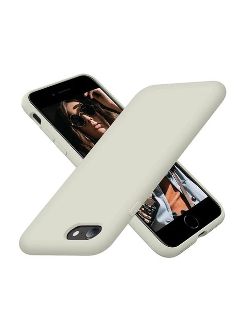 متوافق مع iPhone 7/8 Plus، غطاء حماية iPhone، غطاء سيليكون سائل، غطاء حماية كامل للجسم، مقاوم للصدمات، غطاء هاتف نحيف، مقاوم للخدش، لون حجري ناعم من الألياف الدقيقة.